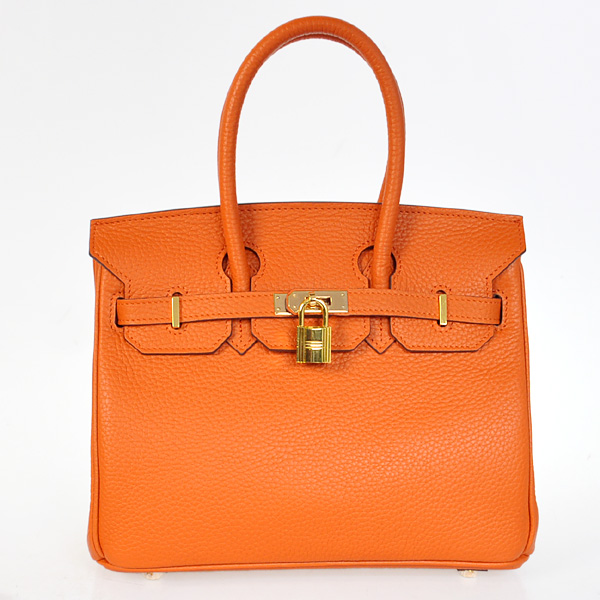 H25LSOG Hermes Birkin 25CM pelle Clemence in arancione, oro